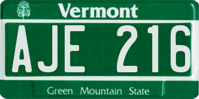 VT license plate AJE216