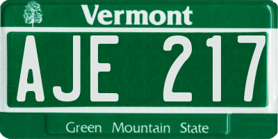 VT license plate AJE217