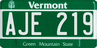 VT license plate AJE219