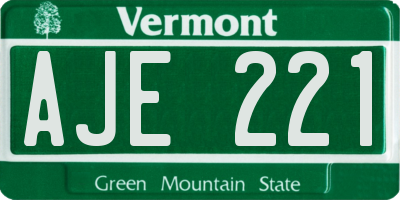 VT license plate AJE221