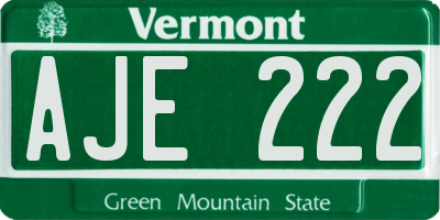 VT license plate AJE222