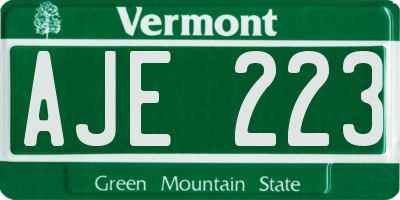 VT license plate AJE223