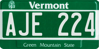 VT license plate AJE224