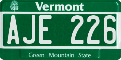 VT license plate AJE226
