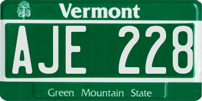 VT license plate AJE228