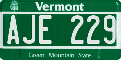 VT license plate AJE229