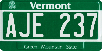 VT license plate AJE237