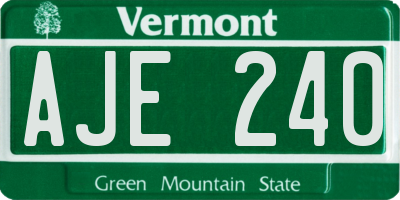 VT license plate AJE240