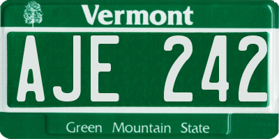 VT license plate AJE242