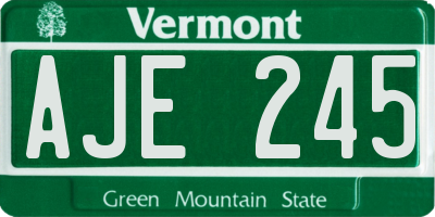 VT license plate AJE245