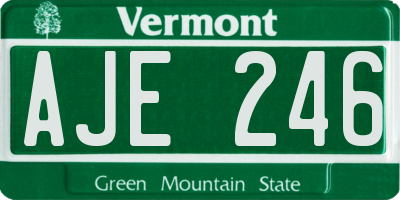 VT license plate AJE246