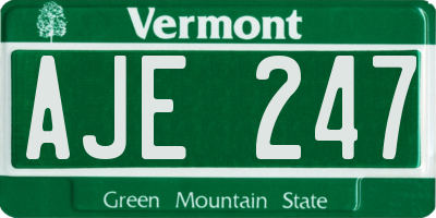 VT license plate AJE247
