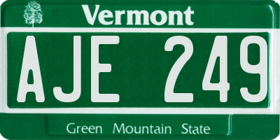 VT license plate AJE249