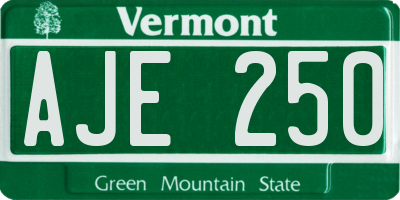 VT license plate AJE250