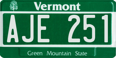 VT license plate AJE251