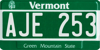 VT license plate AJE253