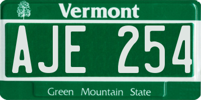 VT license plate AJE254