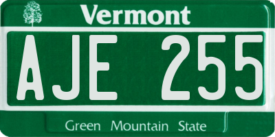 VT license plate AJE255