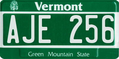 VT license plate AJE256