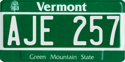 VT license plate AJE257