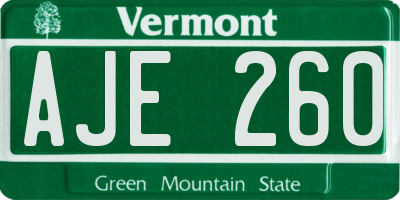 VT license plate AJE260