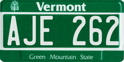 VT license plate AJE262