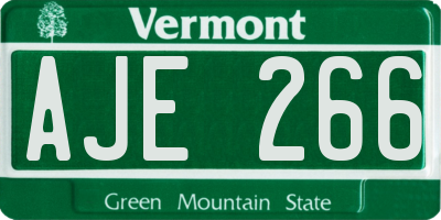 VT license plate AJE266