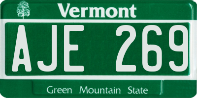 VT license plate AJE269
