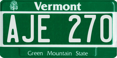 VT license plate AJE270