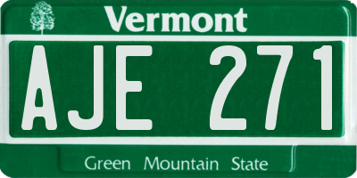 VT license plate AJE271