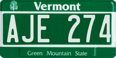 VT license plate AJE274