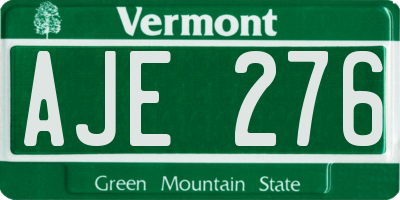 VT license plate AJE276