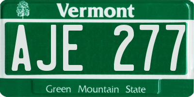 VT license plate AJE277