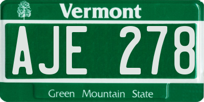 VT license plate AJE278