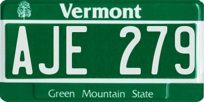 VT license plate AJE279