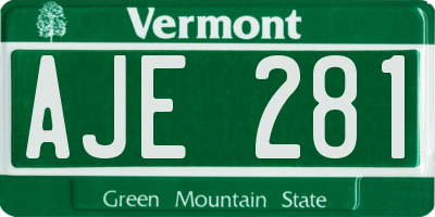 VT license plate AJE281