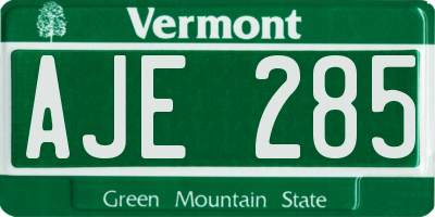 VT license plate AJE285