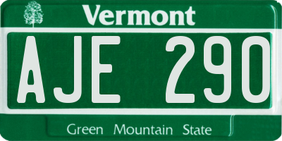 VT license plate AJE290