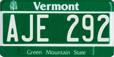 VT license plate AJE292