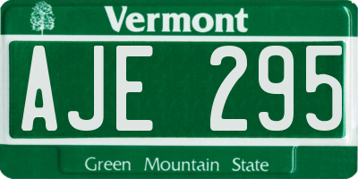 VT license plate AJE295