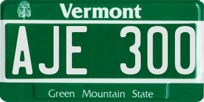 VT license plate AJE300