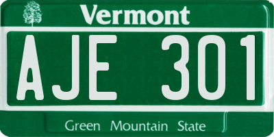 VT license plate AJE301