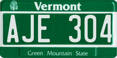 VT license plate AJE304