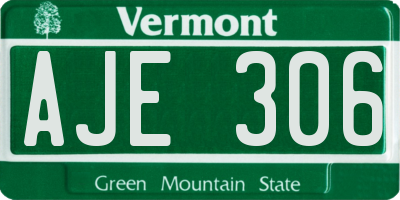 VT license plate AJE306
