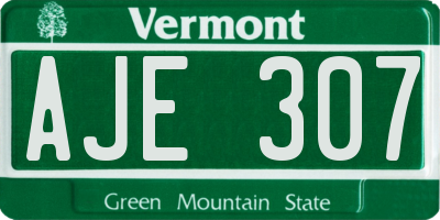 VT license plate AJE307