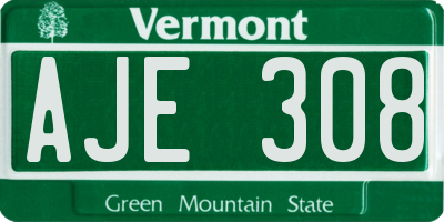 VT license plate AJE308