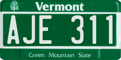 VT license plate AJE311