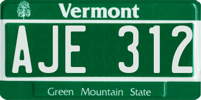 VT license plate AJE312