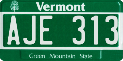 VT license plate AJE313