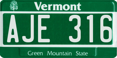 VT license plate AJE316